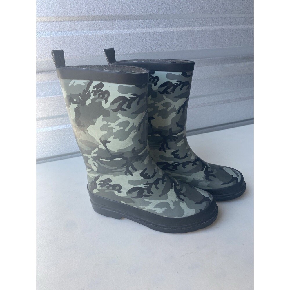 Outbound Kids Camo Rain Boots Size 13 Waterproof Green Camouflage Rubber Shoes